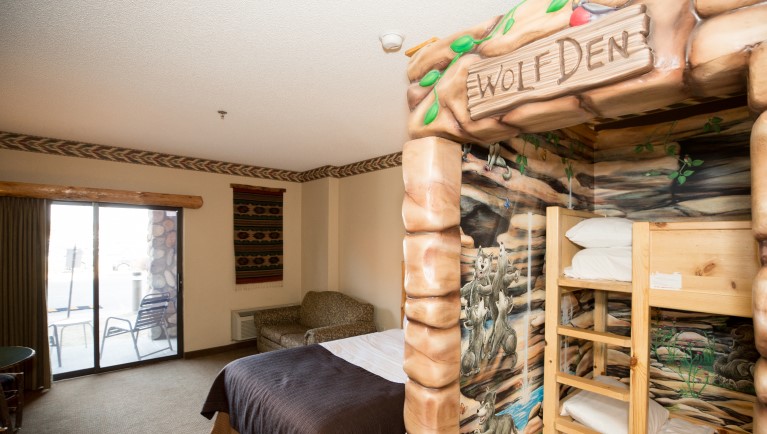 The sink area in the Deluxe Wolf Den Suite